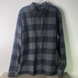 lululemon athletica Black and Gray Checkered Shirt Men’s Size Large